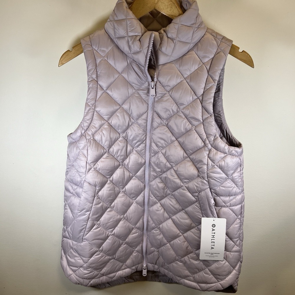 Athleta Whisper Featherless Puffer Vest Quilted Lilac Purple Small P NEW